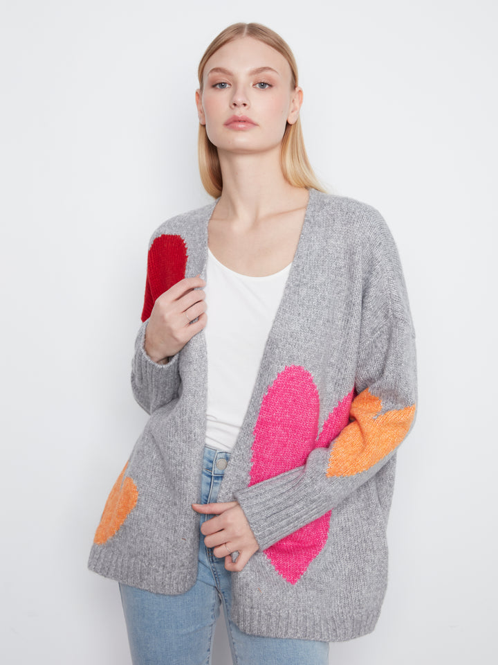 Heart Placement Print Cardigan