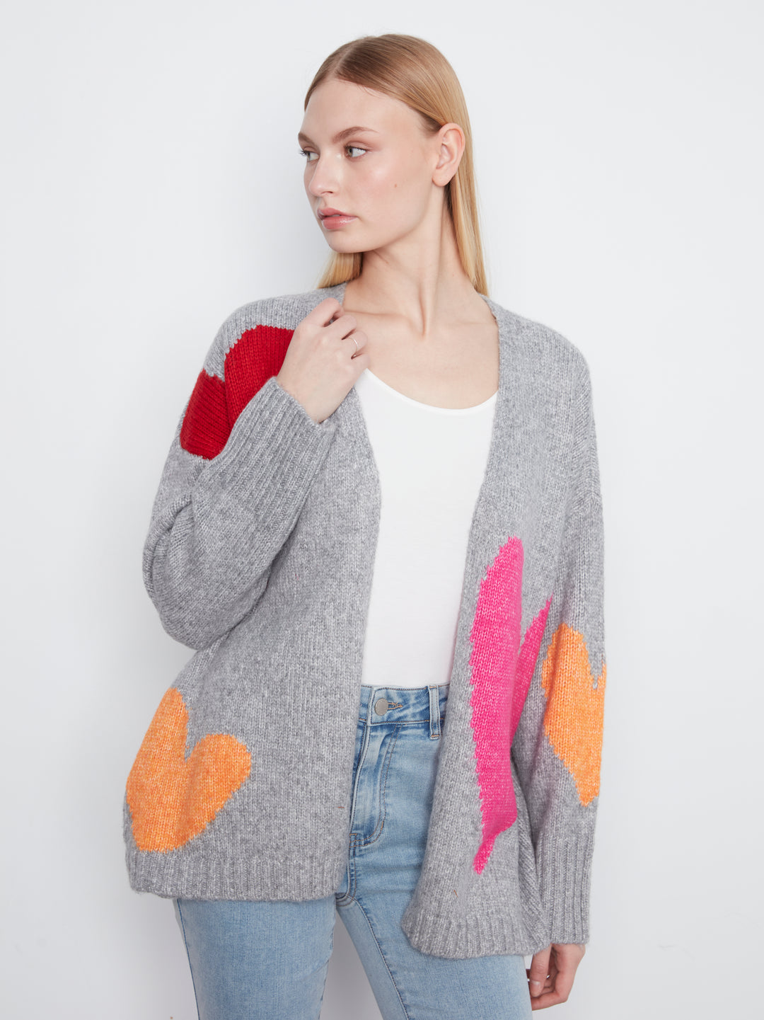 Heart Placement Print Cardigan