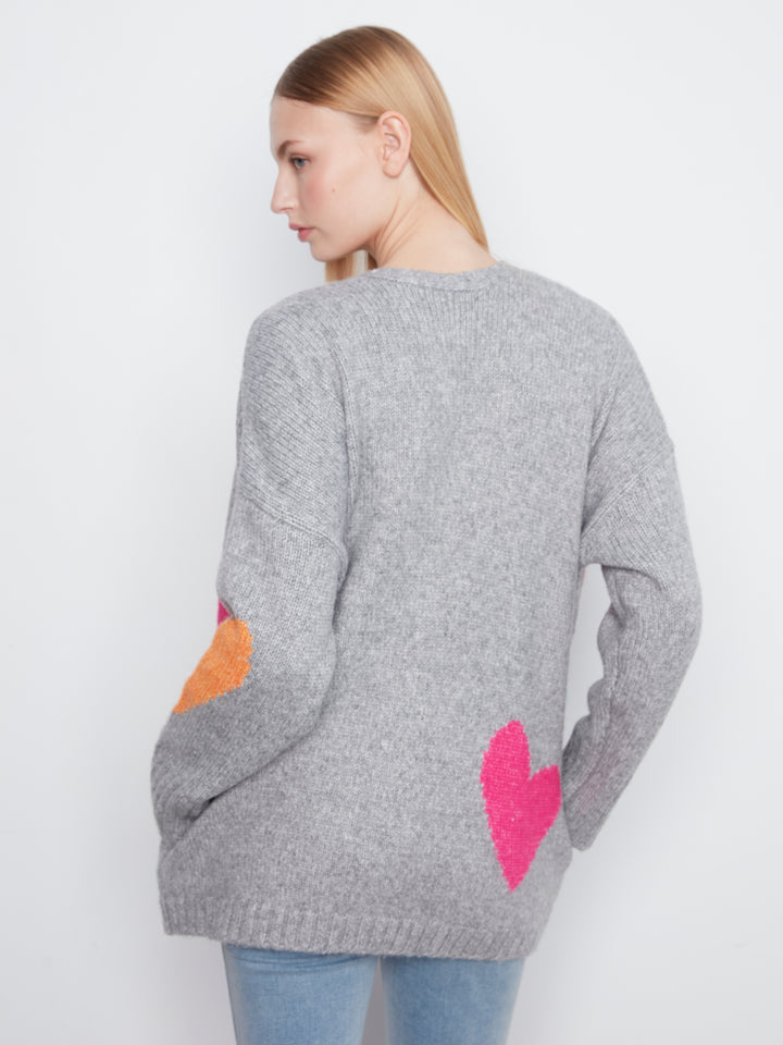 Heart Placement Print Cardigan