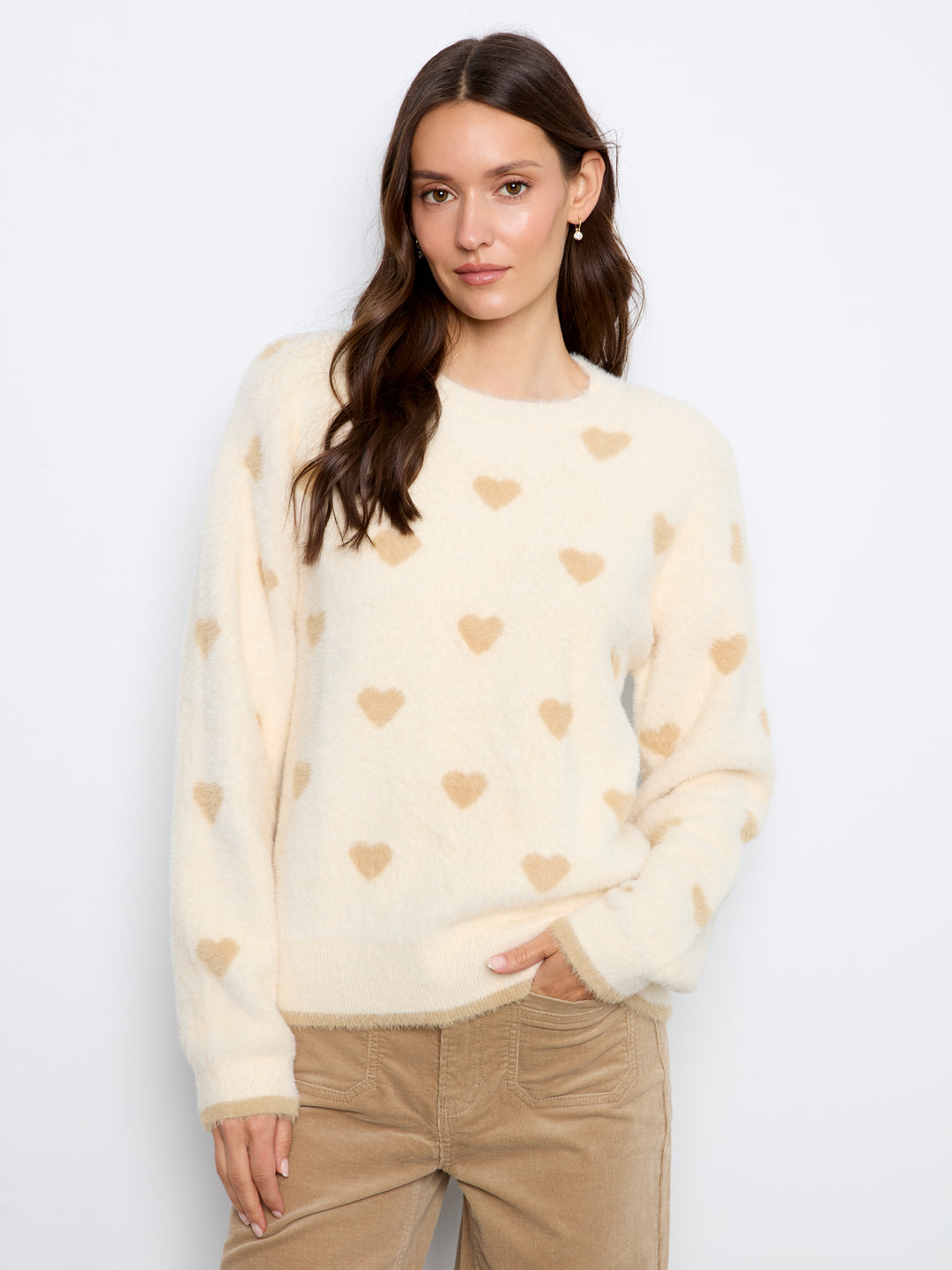 All Over Jacquard Heart Crew Neck Sweater