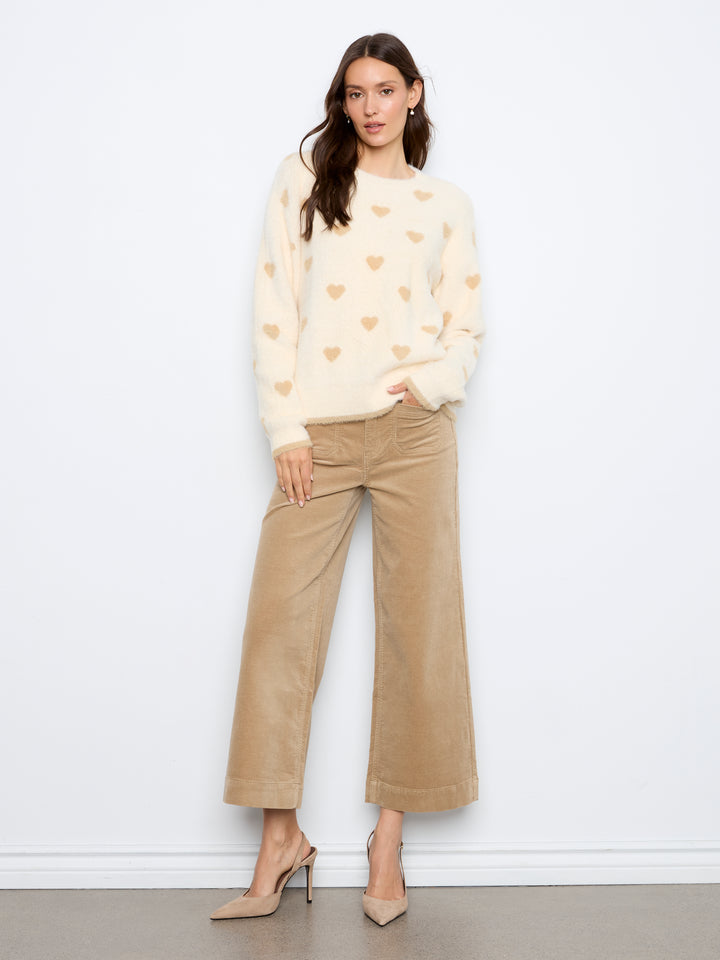 All Over Jacquard Heart Crew Neck Sweater