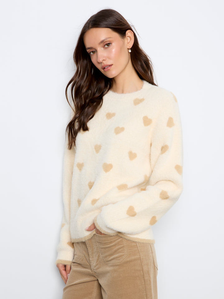 All Over Jacquard Heart Crew Neck Sweater