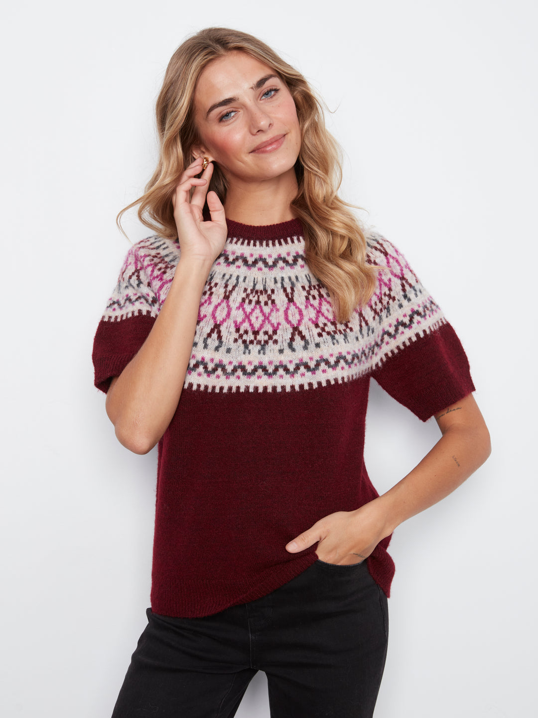 Short Sleeve Raglan Ski Sweater