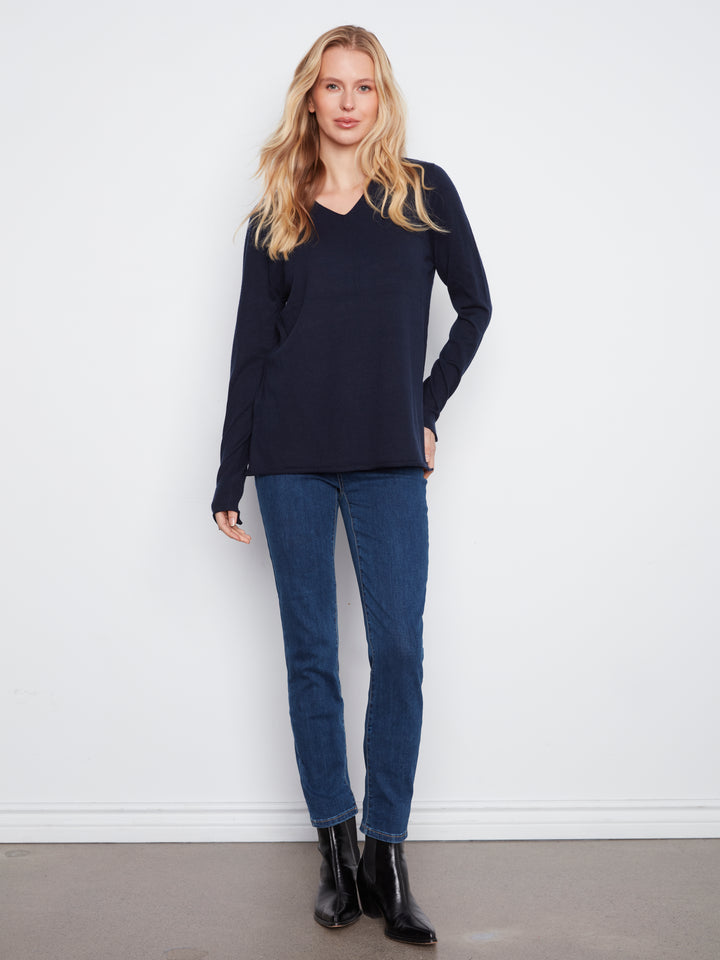 Long Sleeve V Neck Sweater