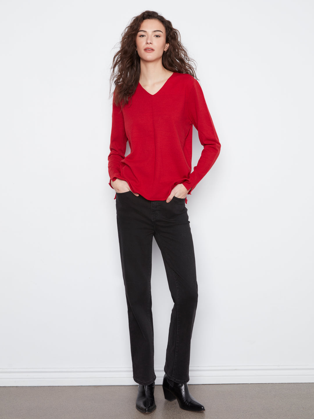 Long Sleeve V Neck Sweater