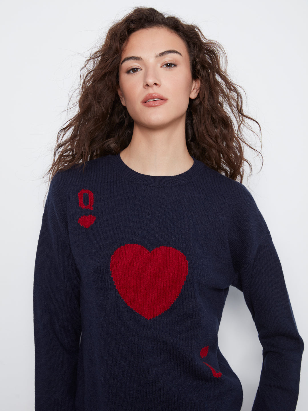 Long Sleeve Drop Shoulder Crew Neck Sweater With Jacquard Design