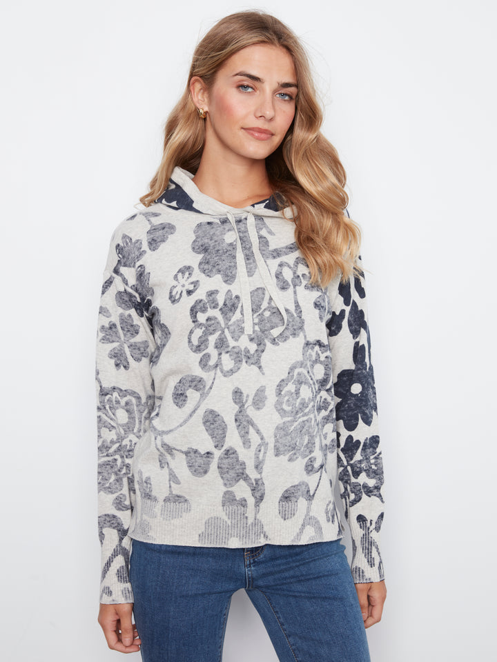 Long Sleeve Printed Hoody Popover Sweater