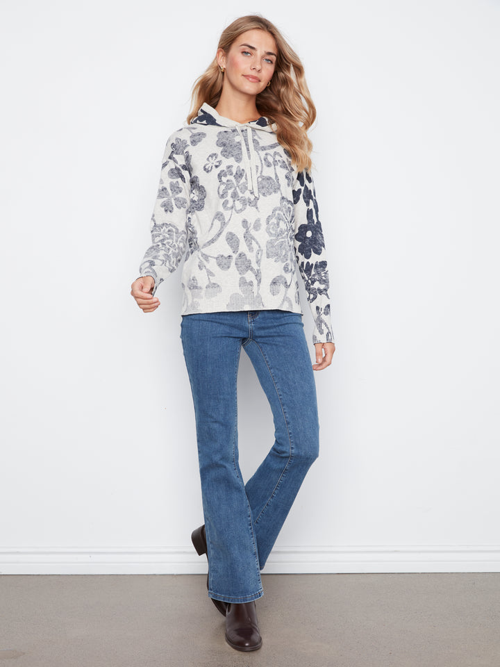 Long Sleeve Printed Hoody Popover Sweater