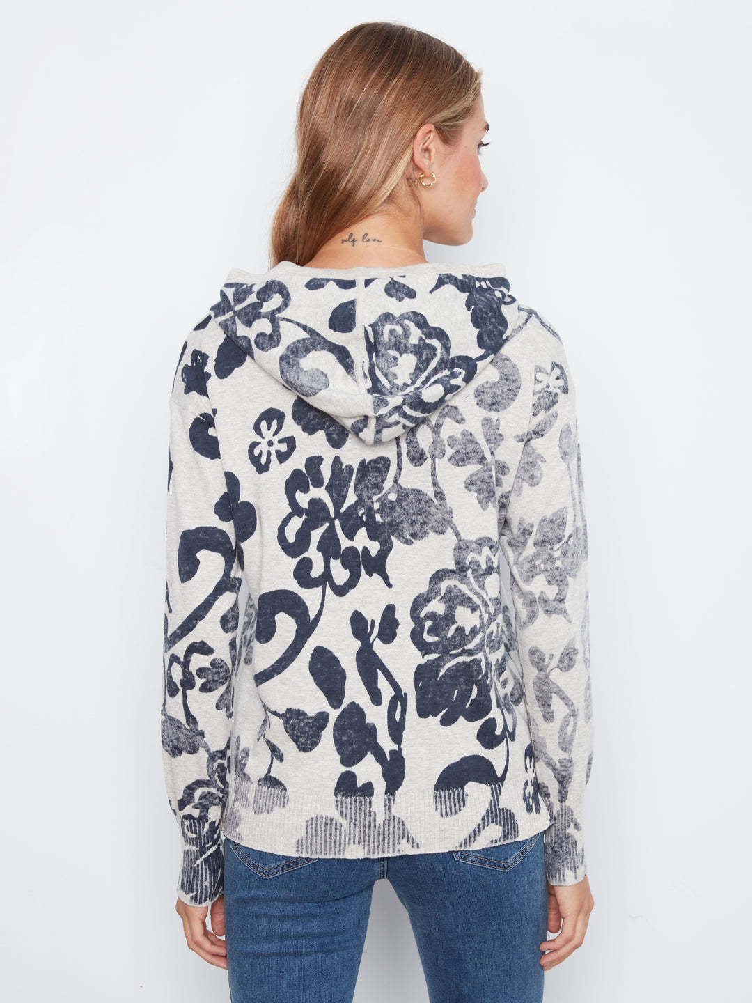 Long Sleeve Printed Hoody Popover Sweater