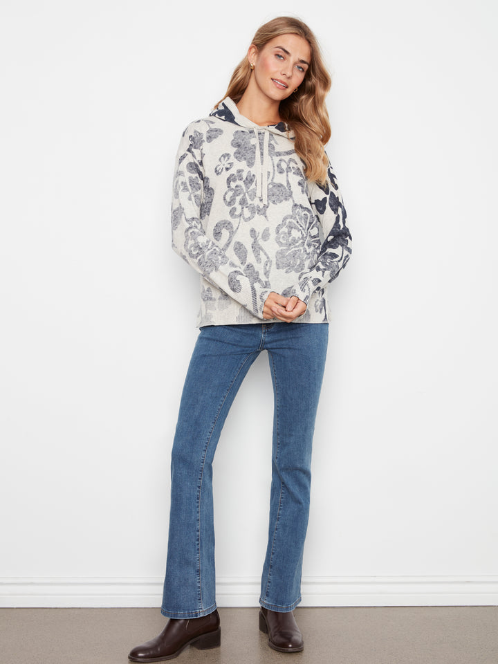 Long Sleeve Printed Hoody Popover Sweater