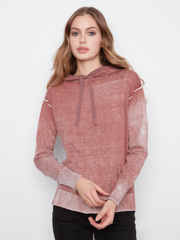 Long Sleeve Printed Hoody Popover Sweater