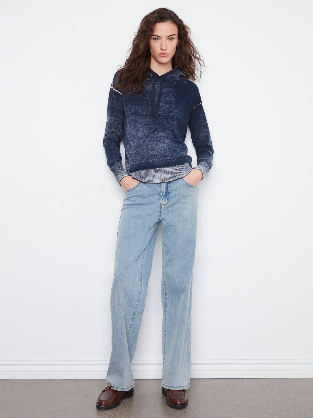 Long Sleeve Printed Hoody Popover Sweater