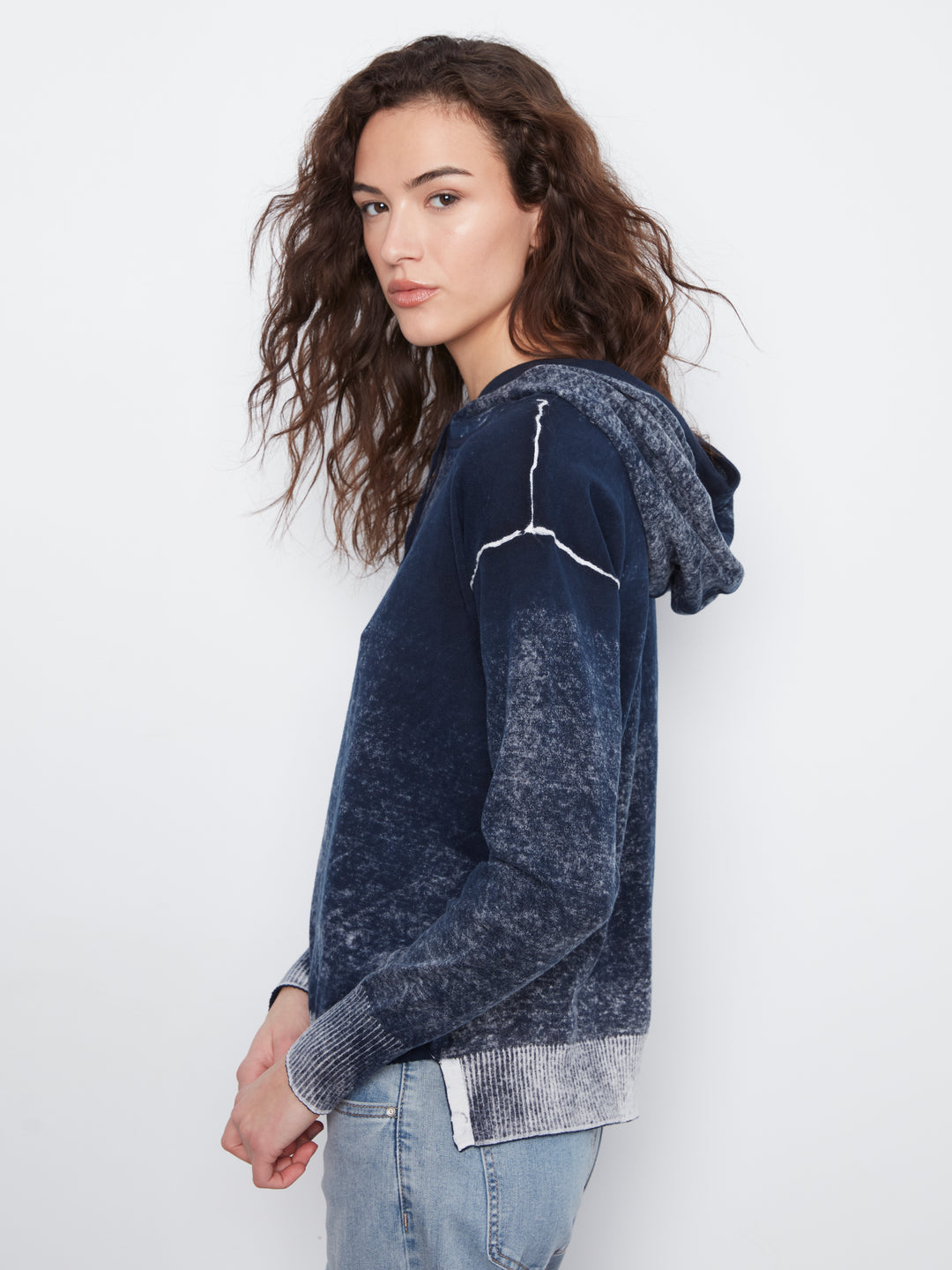 Long Sleeve Printed Hoody Popover Sweater