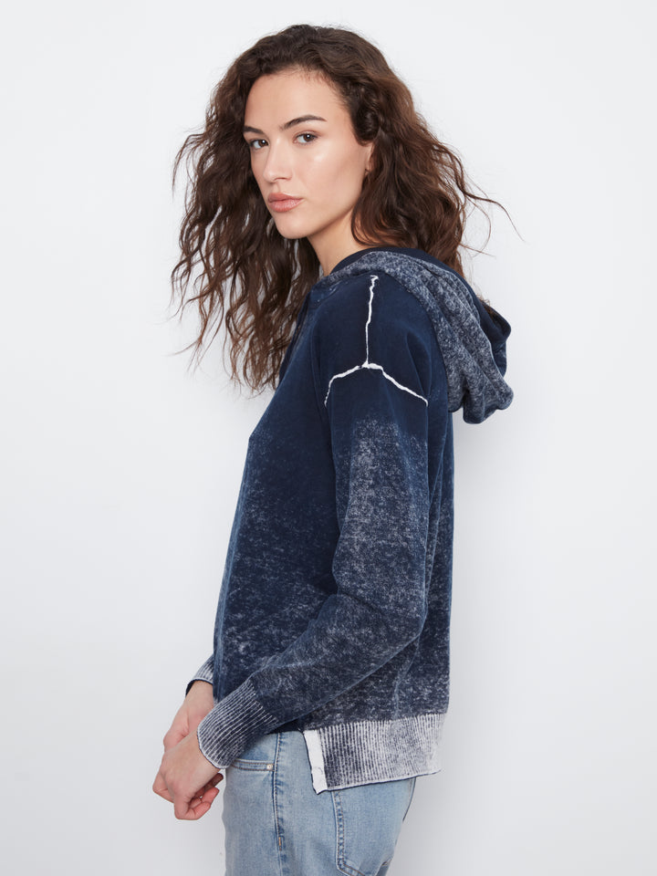 Long Sleeve Printed Hoody Popover Sweater