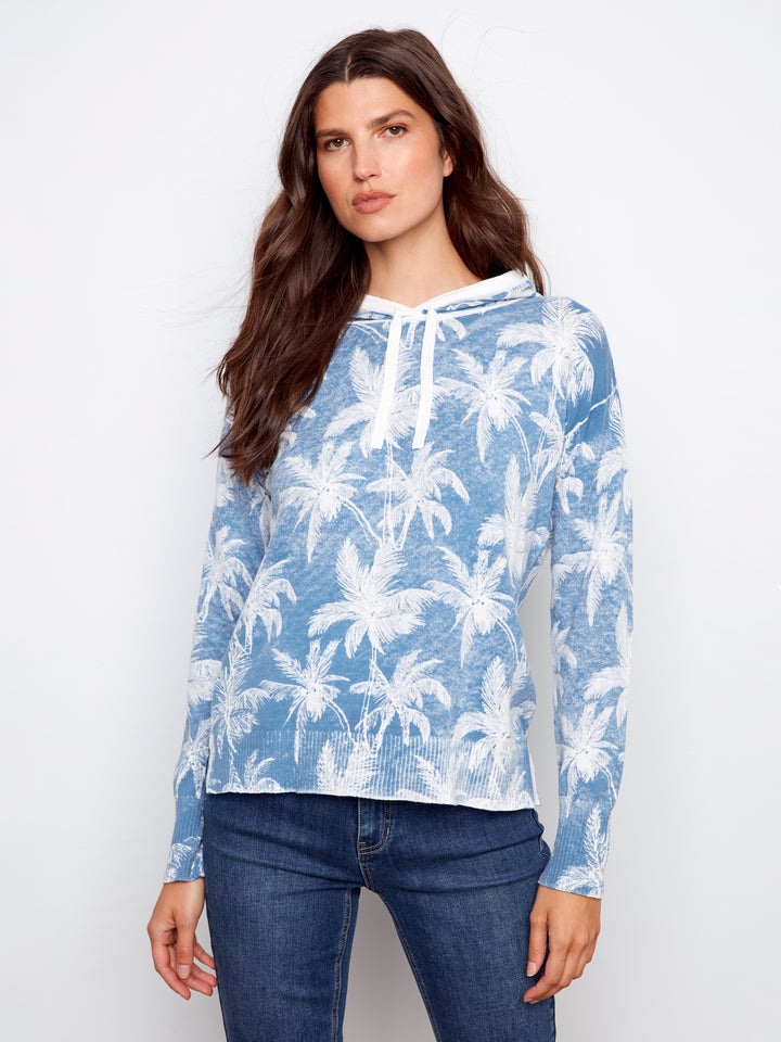 Reverse Print Long Sleeve Hoodie Sweater