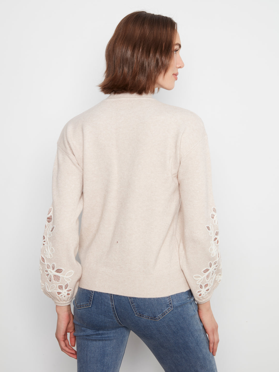 Mock Neck Sweater With Embroidery