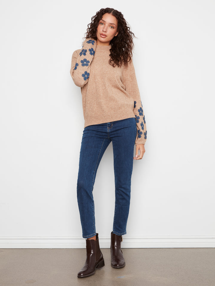 Mock Neck Sweater With Placed Print