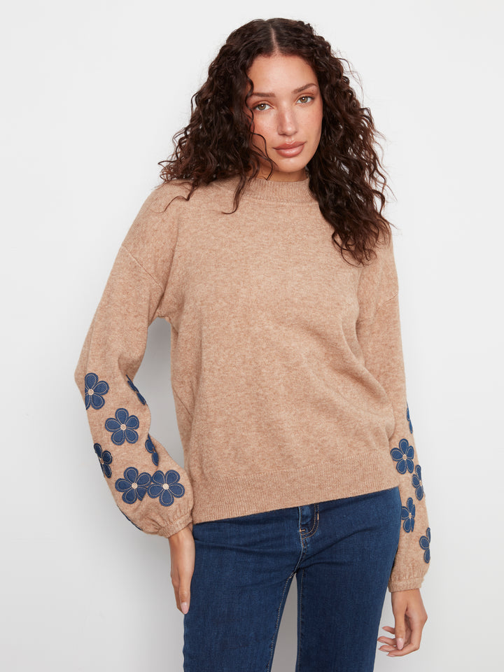 Mock Neck Sweater With Placed Print