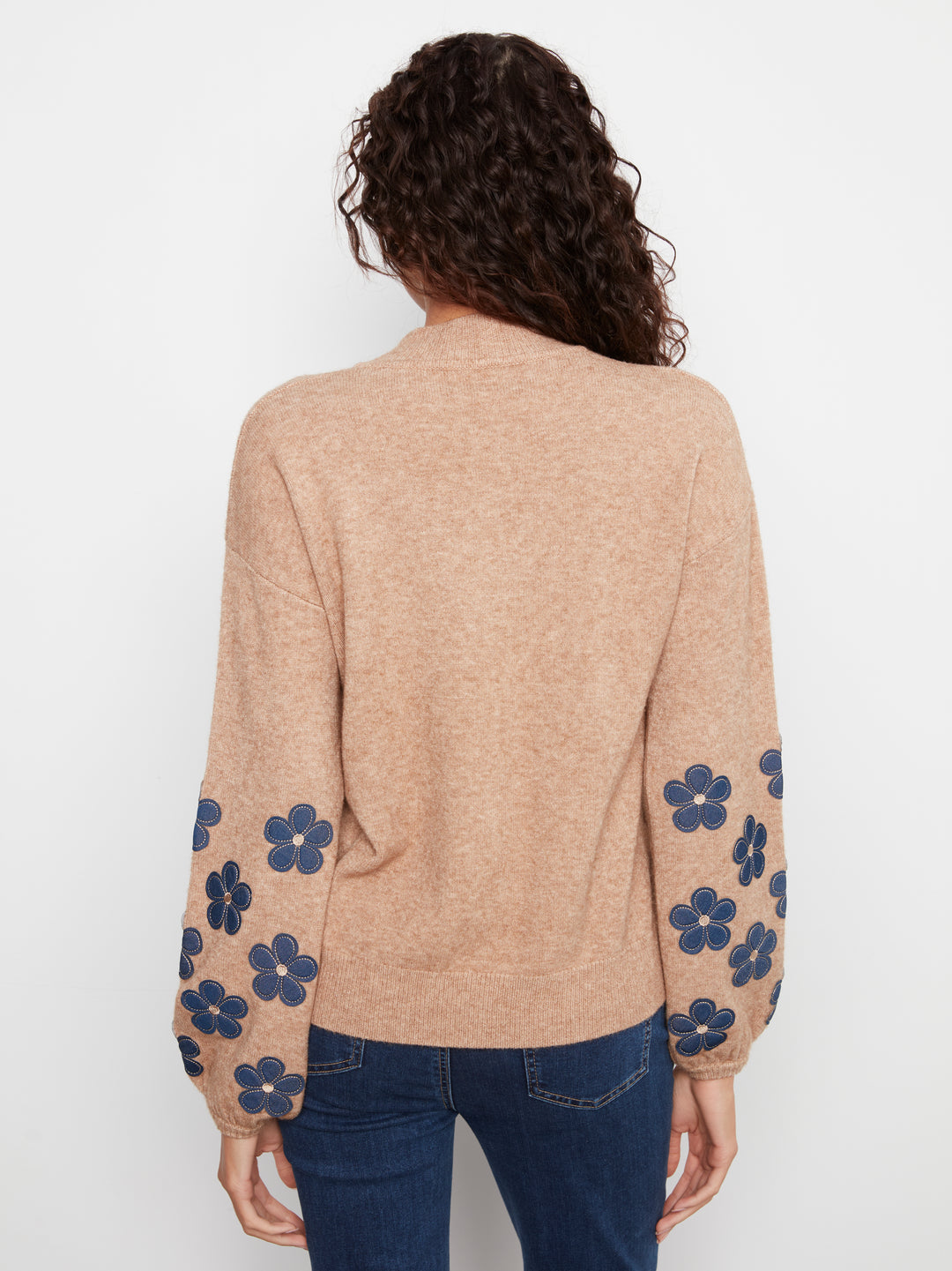 Mock Neck Sweater With Placed Print