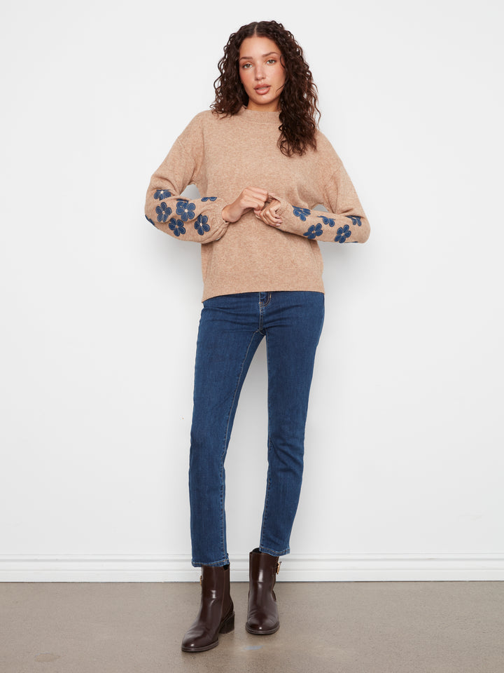 Mock Neck Sweater With Placed Print