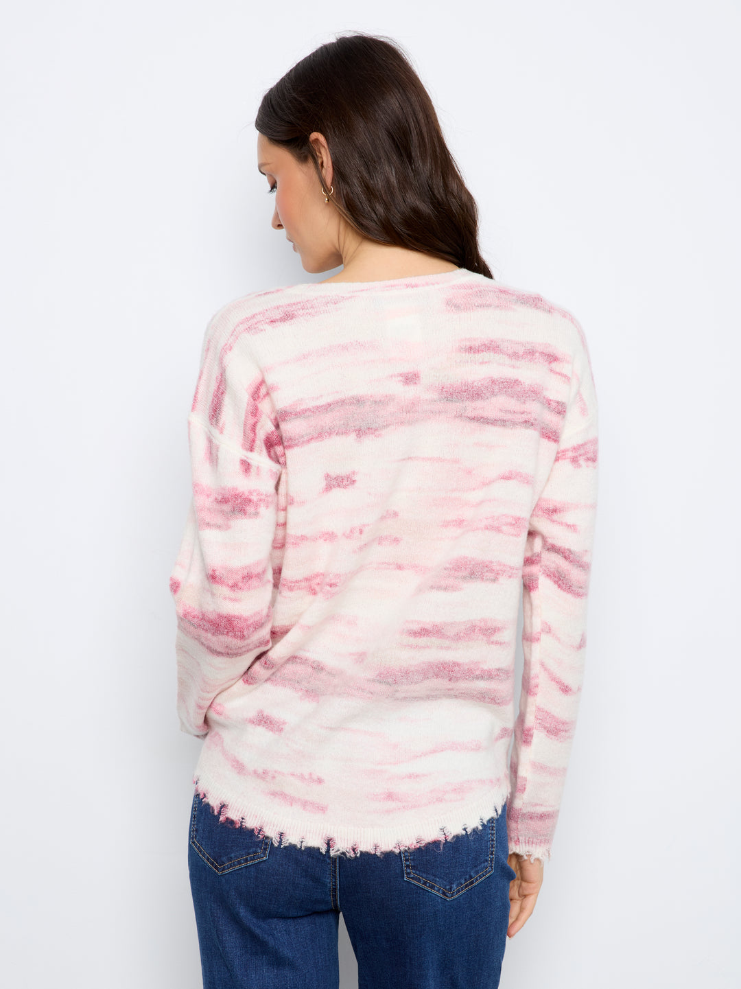 Long Sleeve Drop Shoulder Reversible Printed Crew Neck Sweater