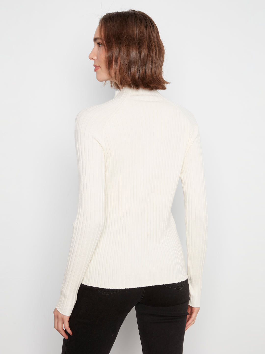 Basic Ribbed Knit Mock Neck Sweater