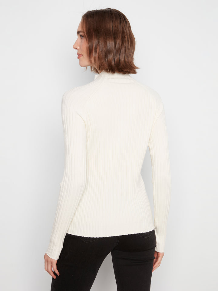 Basic Ribbed Knit Mock Neck Sweater