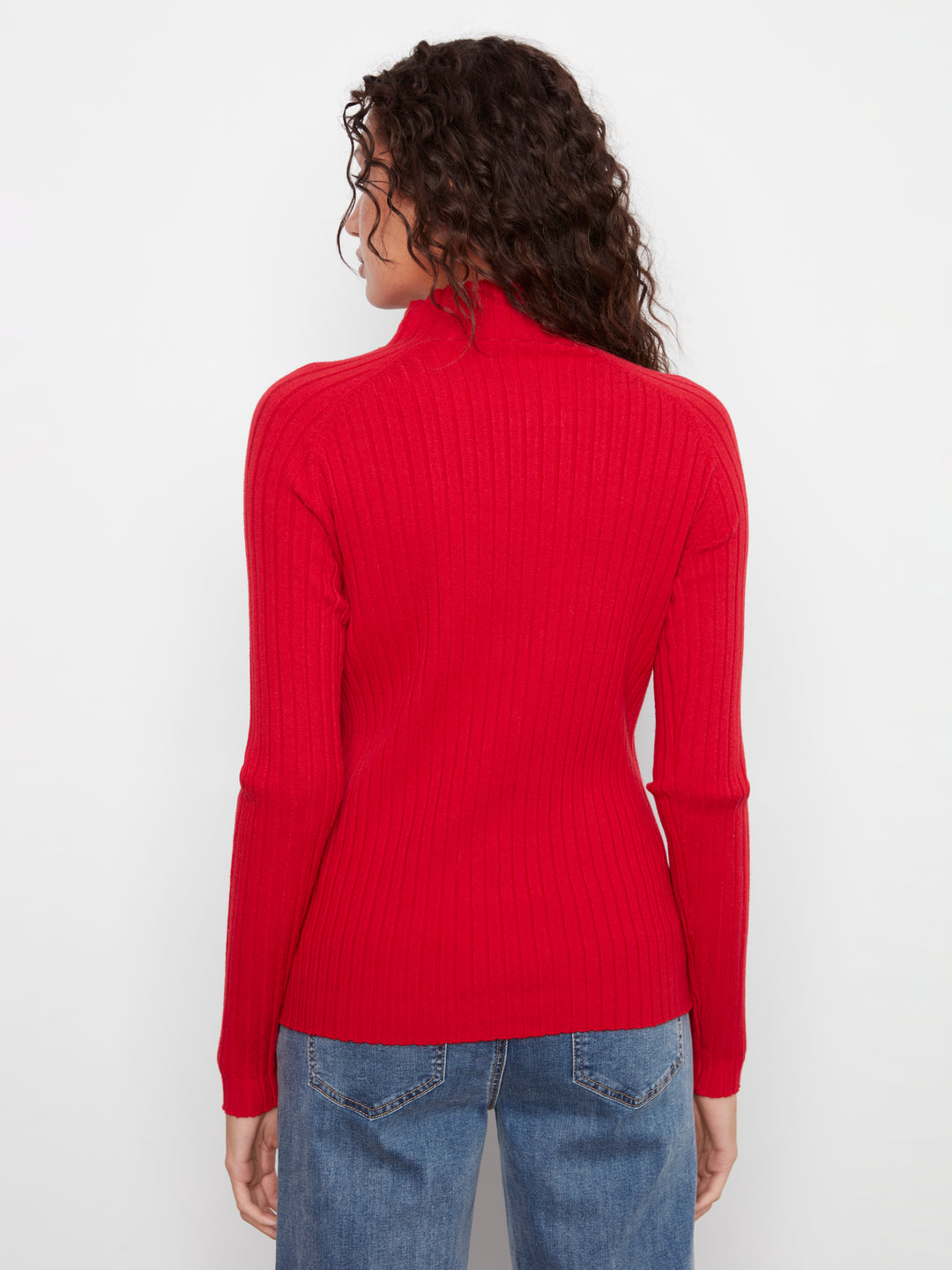 Basic Ribbed Knit Mock Neck Sweater