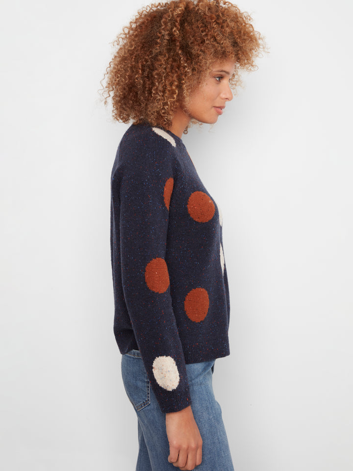 Long Sleeve Raglan Crew Neck Sweater With Placed Jacquard