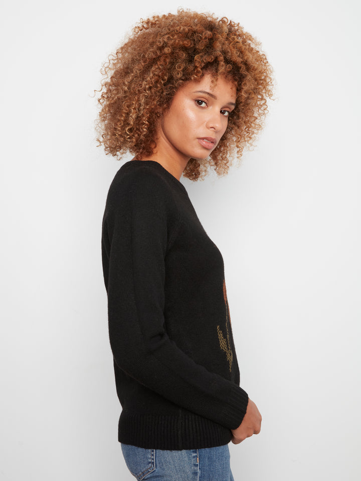 Embroidered Raglan Sleeve Crewneck Sweater