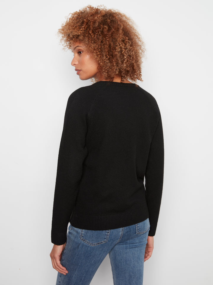Embroidered Raglan Sleeve Crewneck Sweater