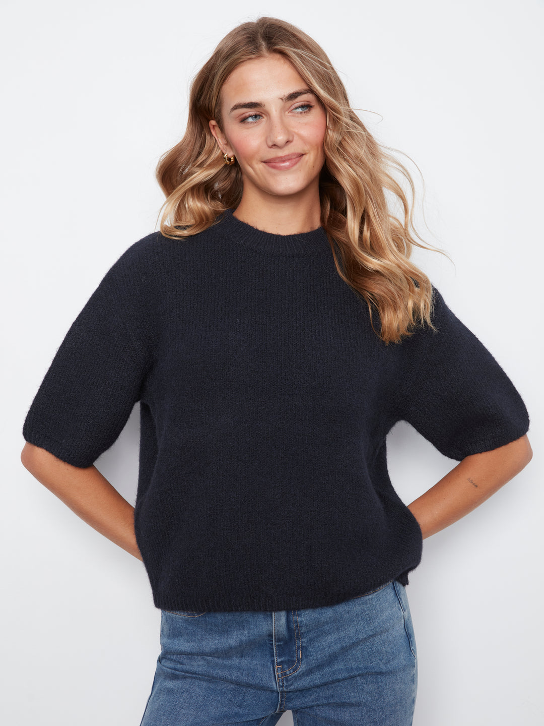 Elbow Sleeve Balloon Shape Sweater