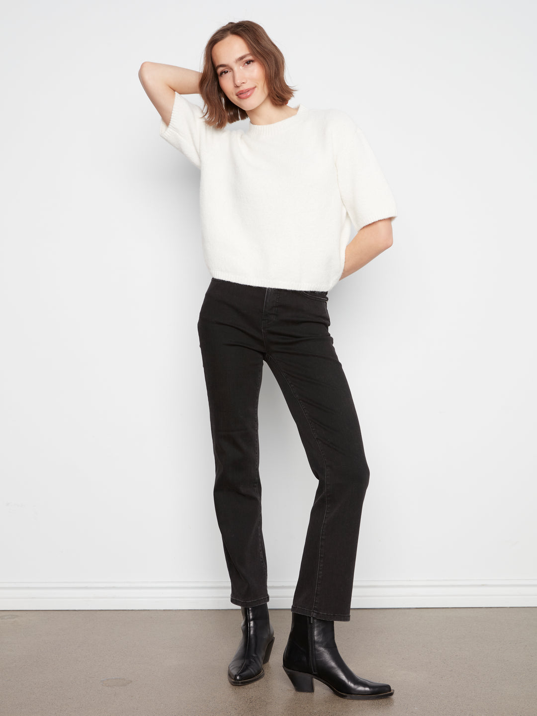 Elbow Sleeve Balloon Shape Sweater