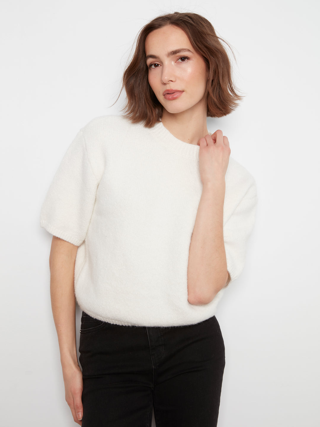 Elbow Sleeve Balloon Shape Sweater