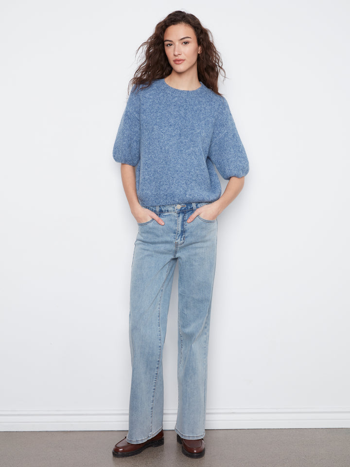 Elbow Sleeve Balloon Shape Sweater