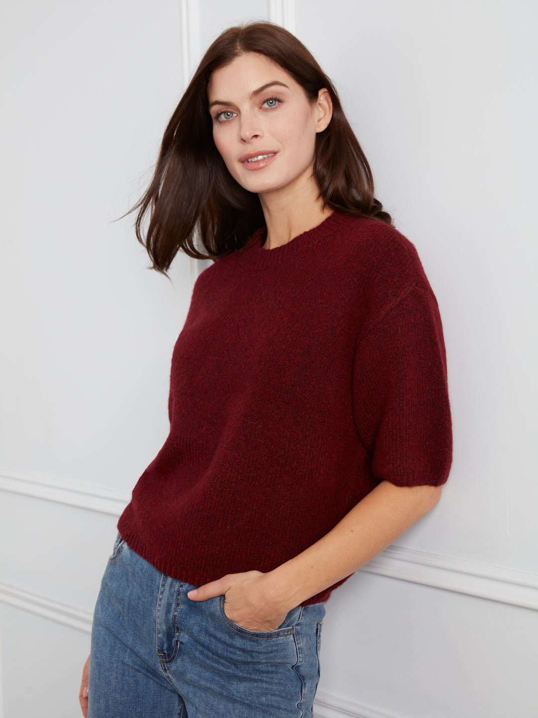 Elbow Sleeve Balloon Shape Sweater