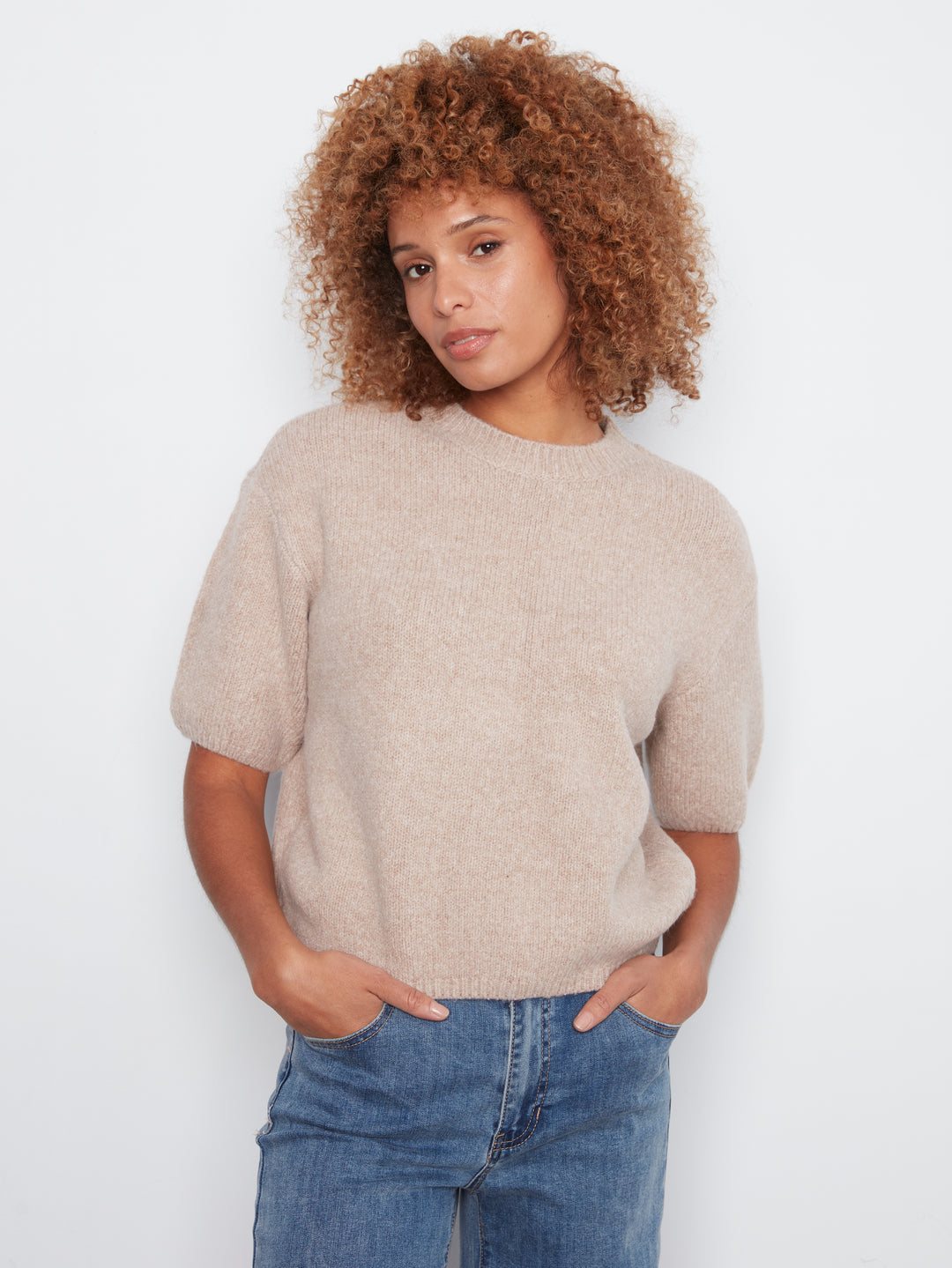 Elbow Sleeve Balloon Shape Sweater