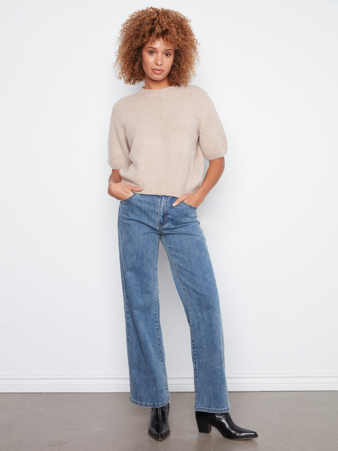Elbow Sleeve Balloon Shape Sweater