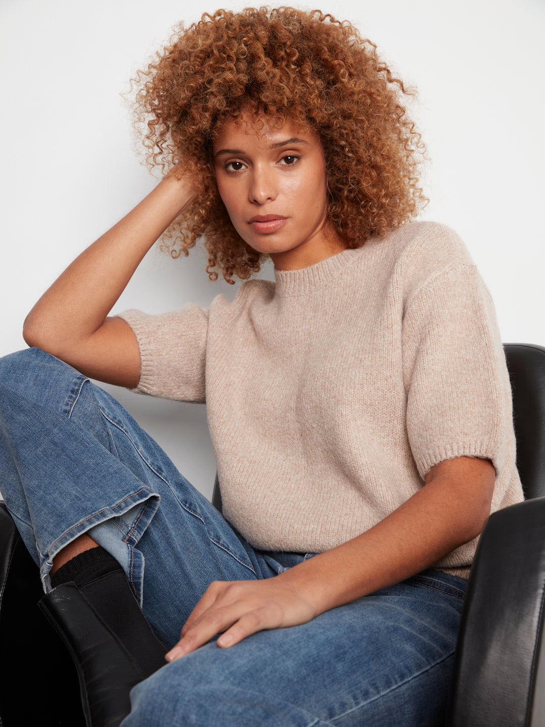 Elbow Sleeve Balloon Shape Sweater