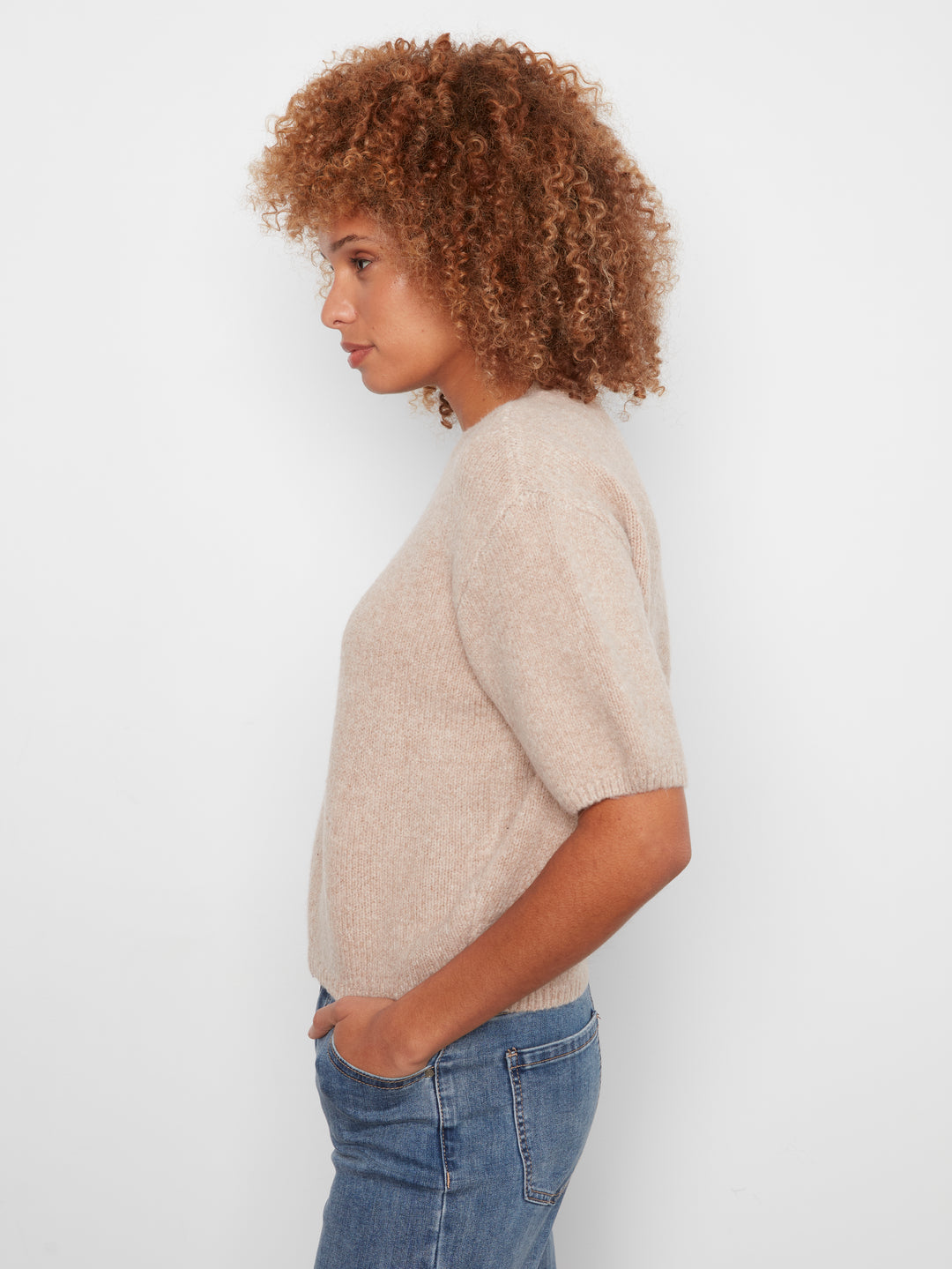 Elbow Sleeve Balloon Shape Sweater