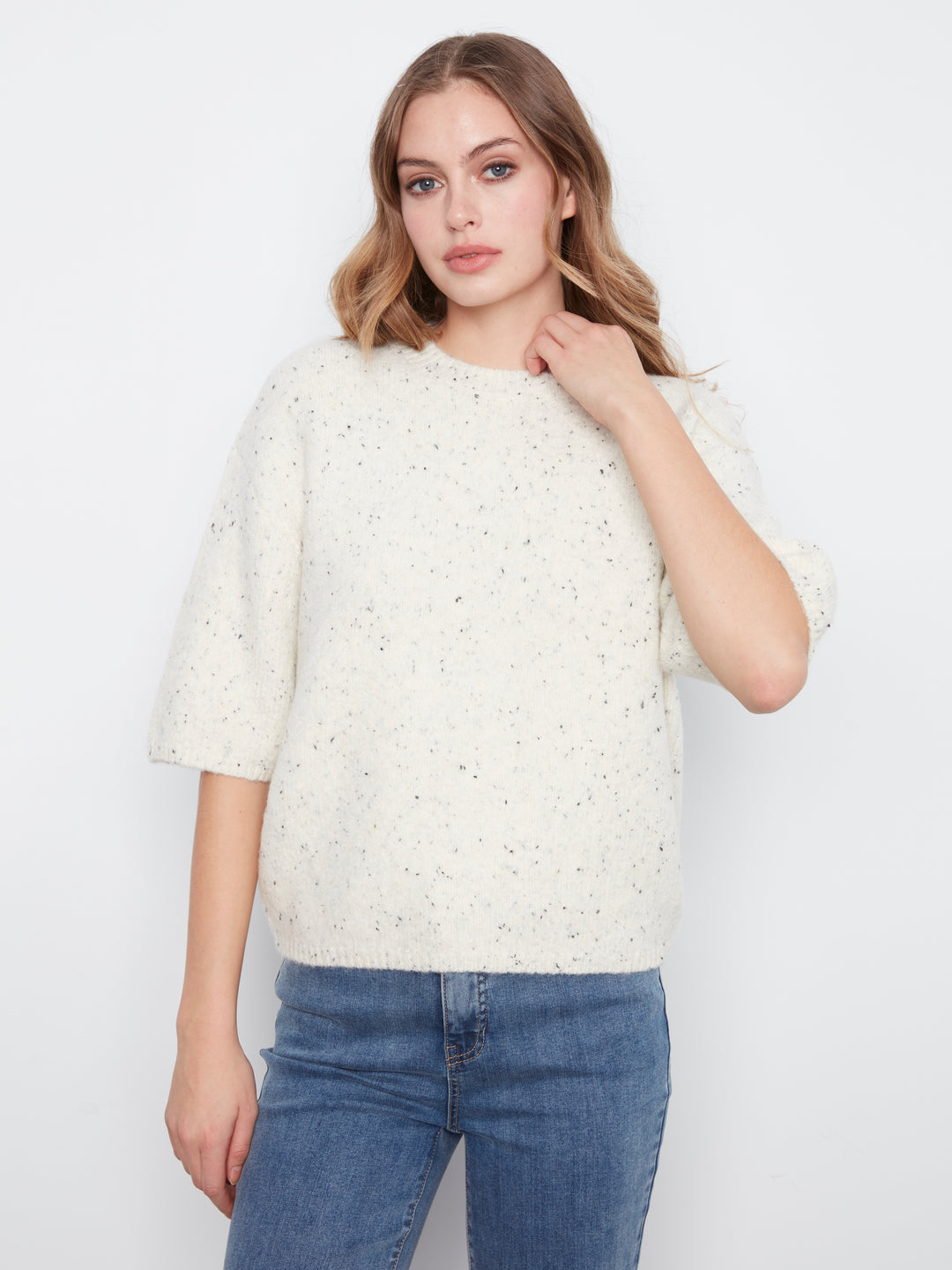 Elbow Sleeve Balloon Shape Sweater