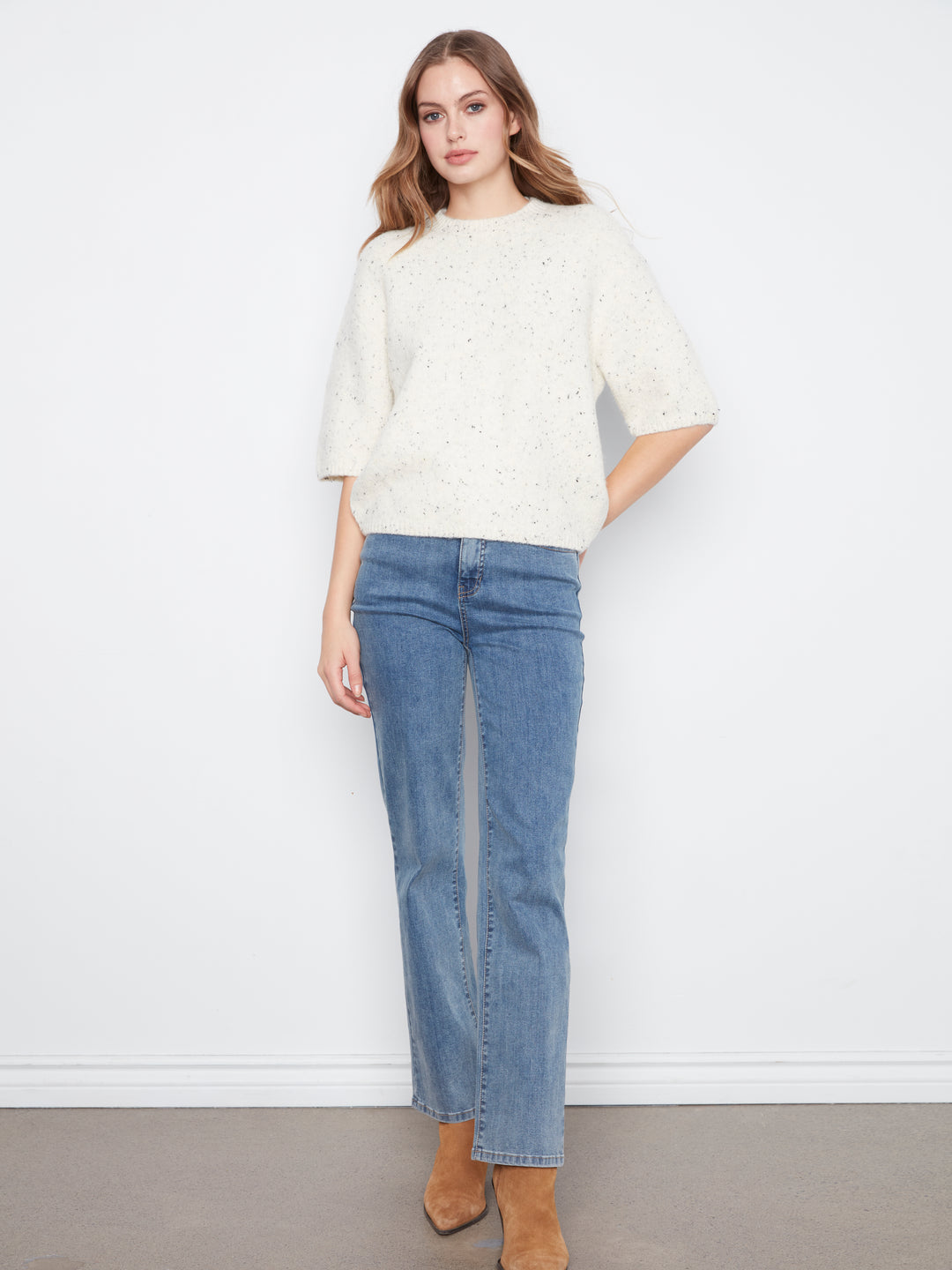 Elbow Sleeve Balloon Shape Sweater
