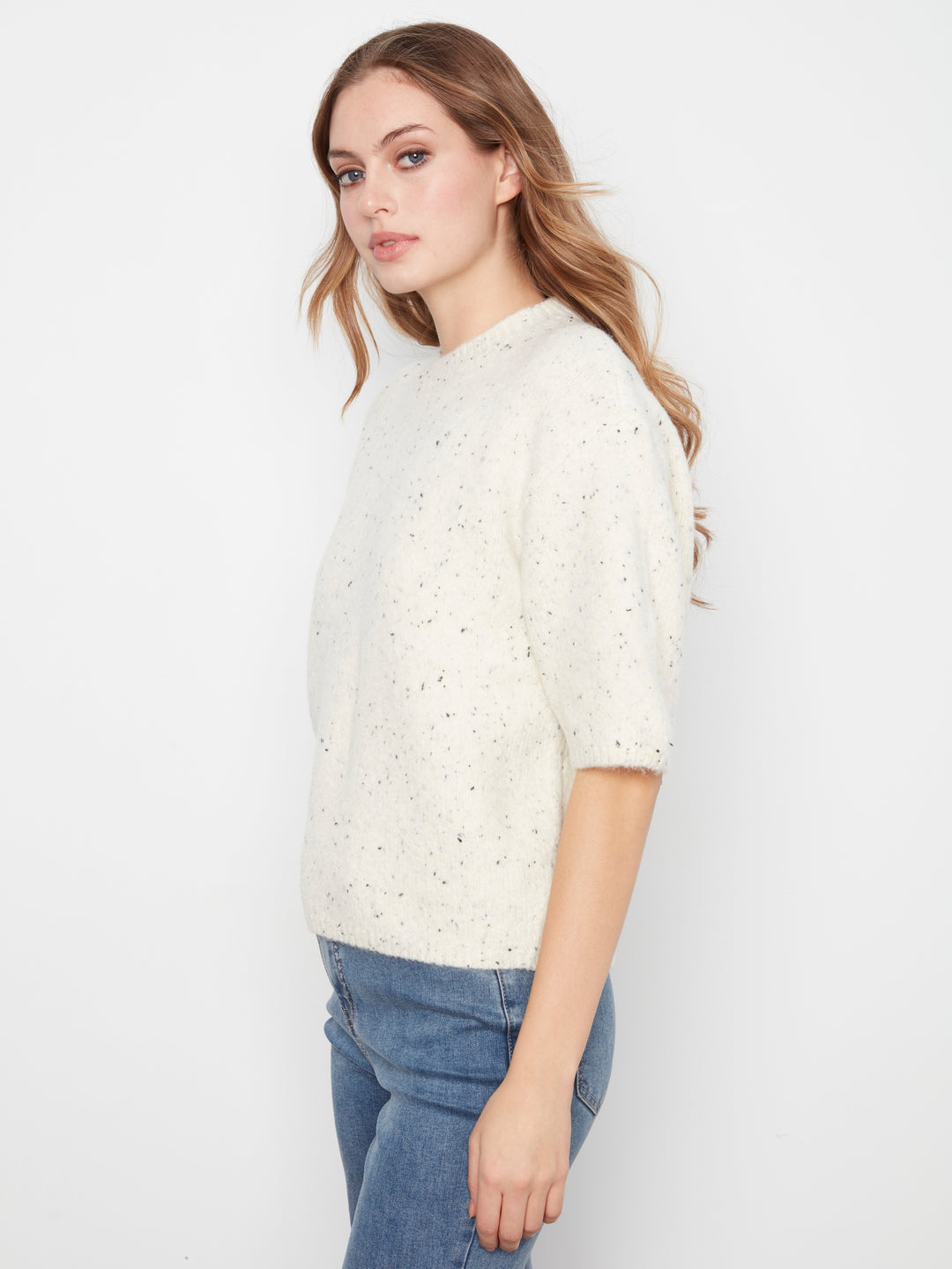 Elbow Sleeve Balloon Shape Sweater