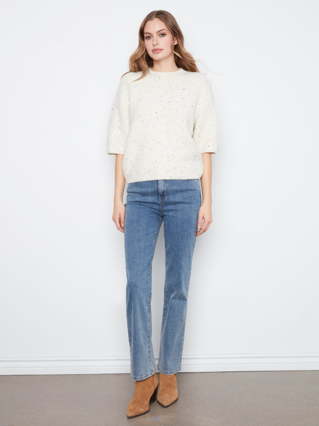 Elbow Sleeve Balloon Shape Sweater