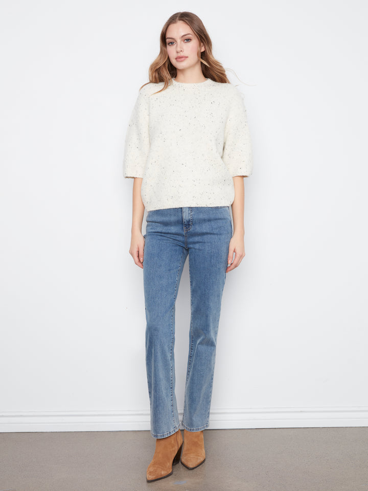 Elbow Sleeve Balloon Shape Sweater