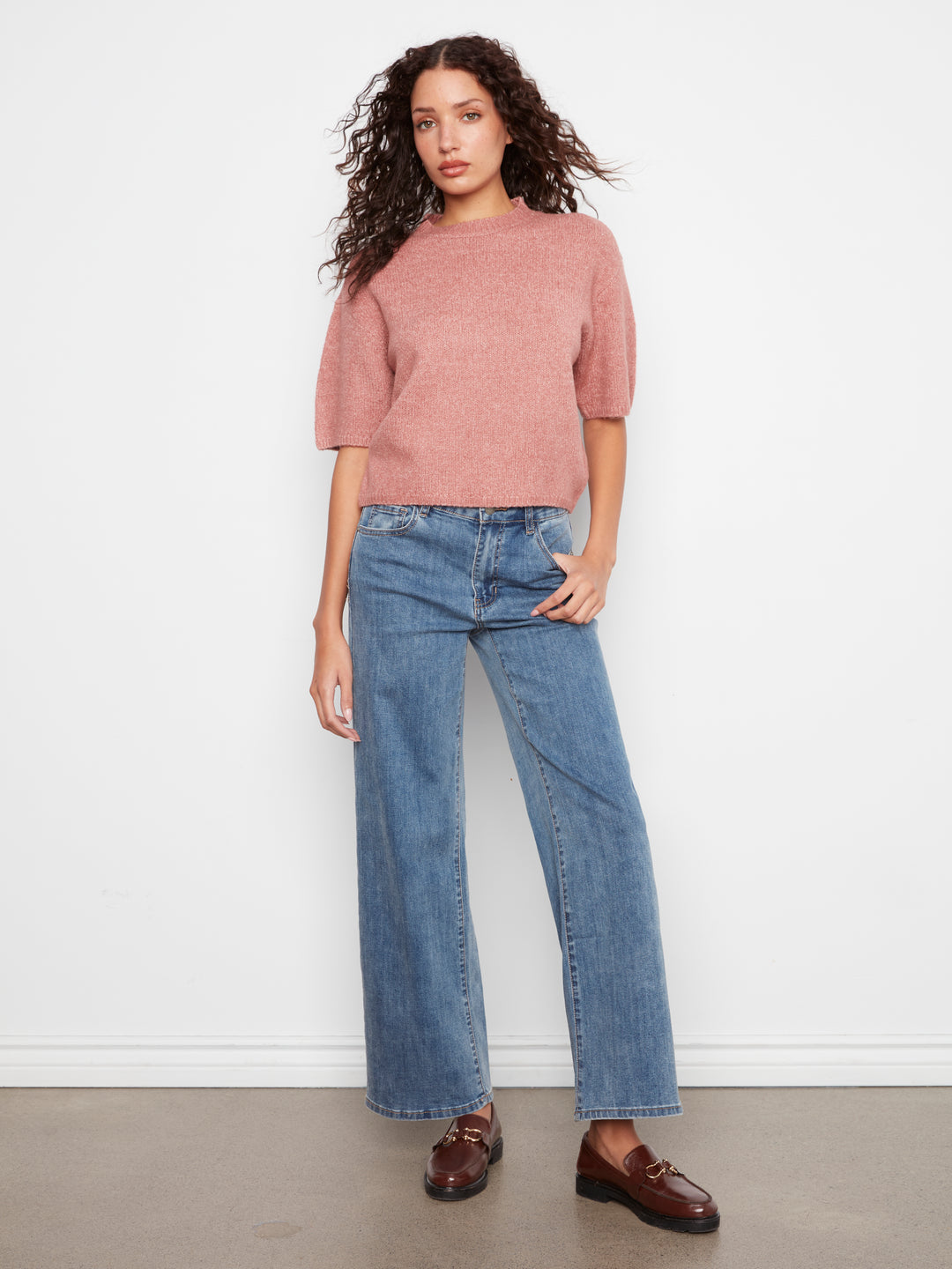Elbow Sleeve Balloon Shape Sweater