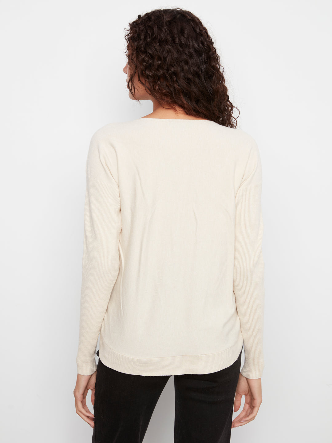Long Sleeve Drop Shoulder Boat Neck Sweater With Side Buttons Detail