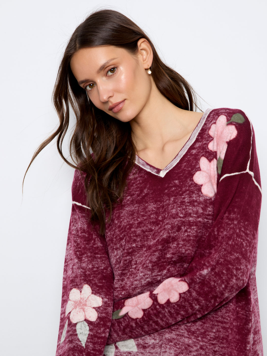 Long Sleeve Drop Shoulder Reversible Printed Sweater