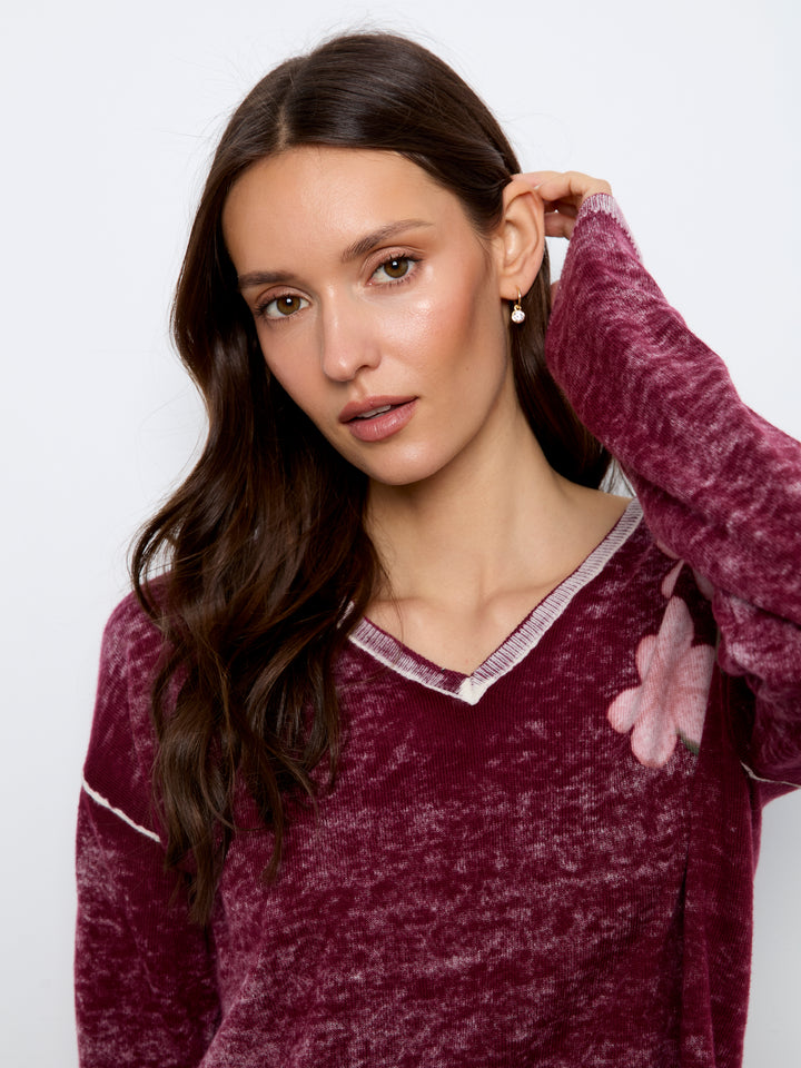 Long Sleeve Drop Shoulder Reversible Printed Sweater