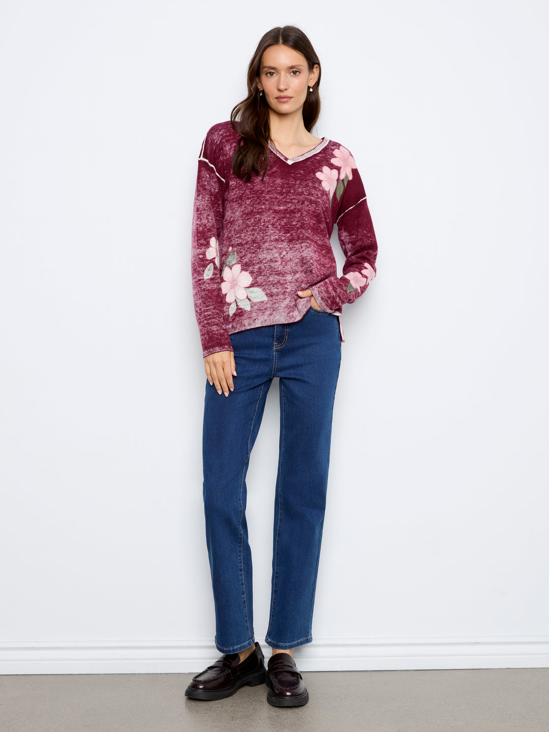 Long Sleeve Drop Shoulder Reversible Printed Sweater